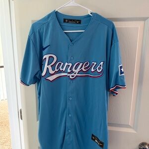 Nike Rangers Sky Blue Corey Seager Alternate Jersey